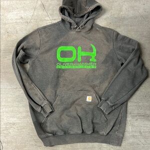Carhartt Gray Hoodie with Neon Green Print